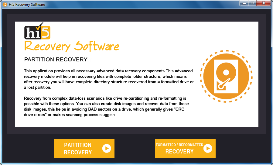 Hi5 Partition Recovery Main Screen