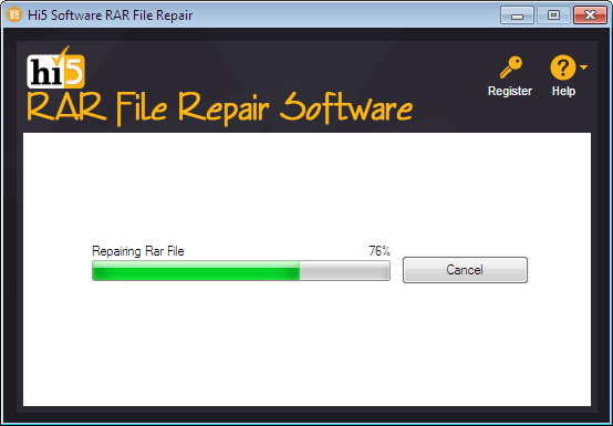 Repairing RAR File in Progress