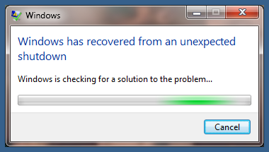 Solve “Windows Computer has recovered from an Unexpected shutdown” Issue