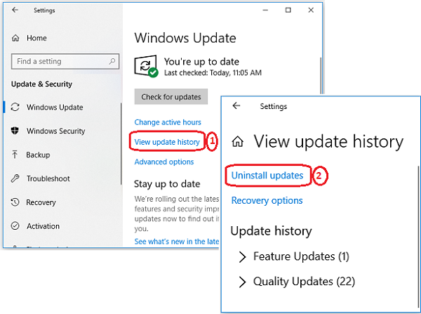 view-update-history-select-uninstall-updates